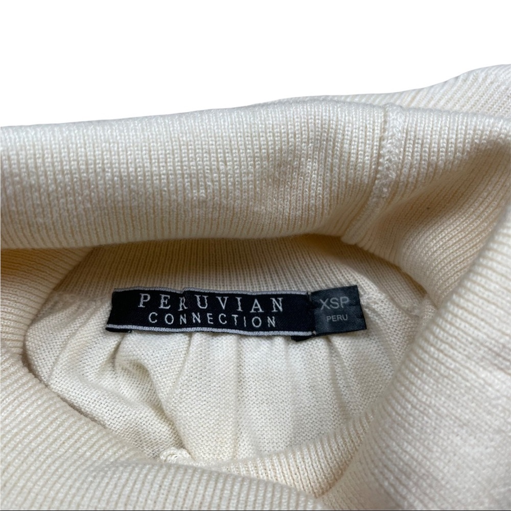 Peruvian Connection Pima Cotton Tencel Blend Cream Color Turtle Neck Dress XS - Picture 6 of 8